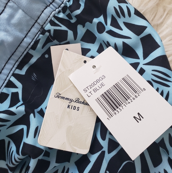 NEW Tommy Bahama Kids Boy Abstract Blue Black Swim Shorts - Picture 3 of 4